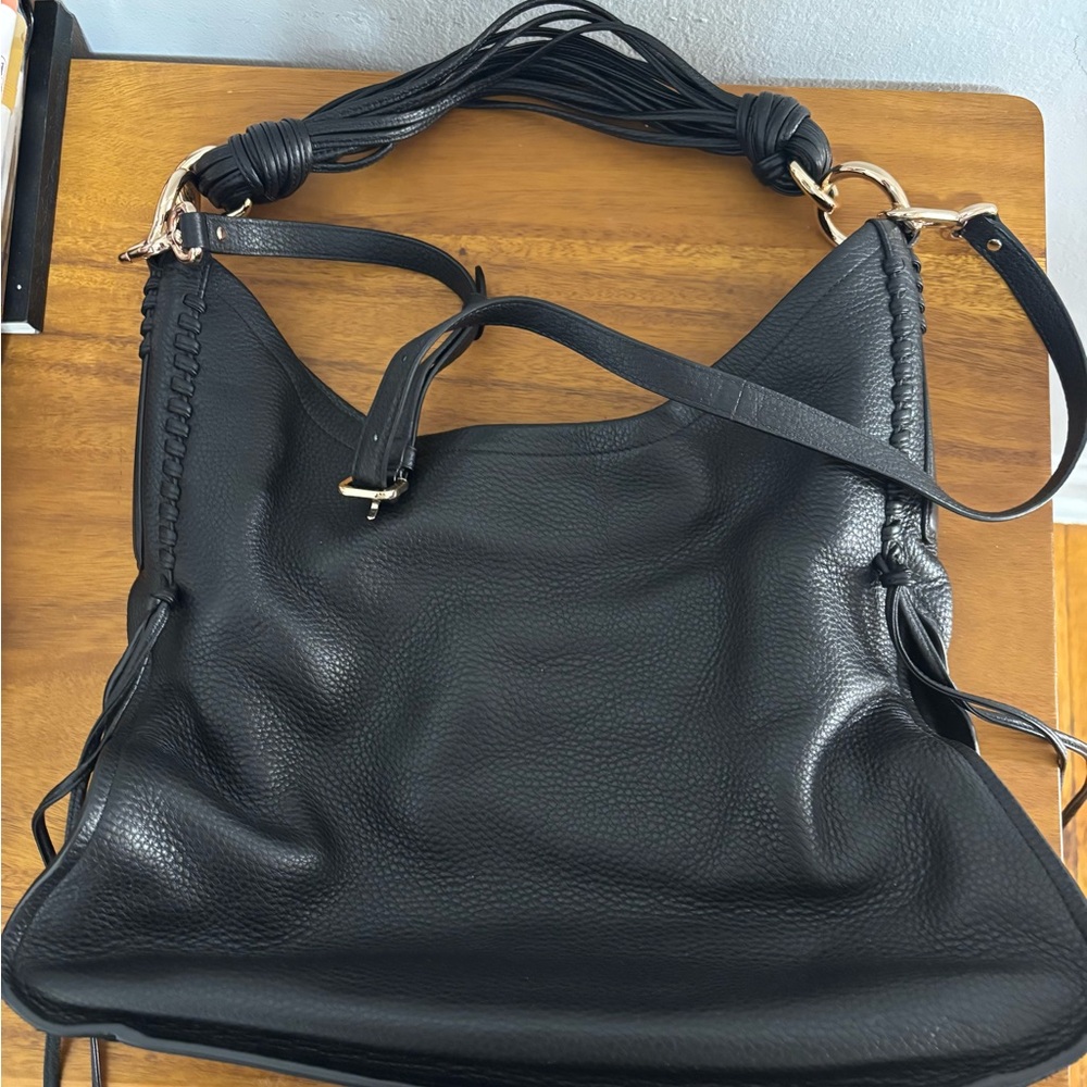 New Stuart Weitzman Black Leather Women's Shoulder Bag.